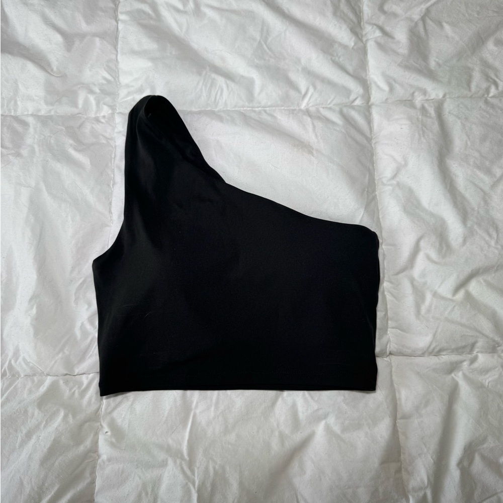 Black One-Shoulder Sports Bra